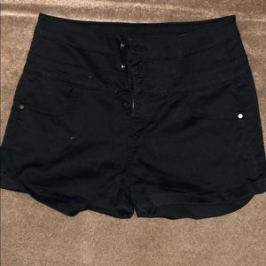 High waisted black shorts